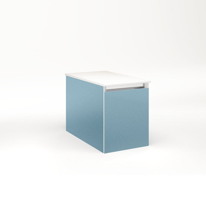 Cartesian 12-1/8" x 15" x 21-3/4" single drawer vanity in ocean with slow-close full drawer and no night light