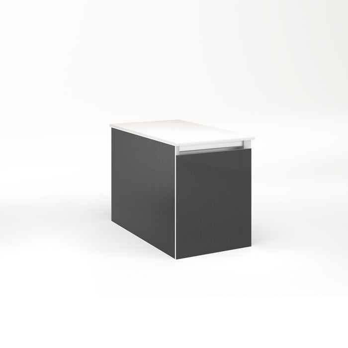 Cartesian 12-1/8" x 15" x 21-3/4" single drawer vanity in smoke screen with slow-close full drawer and night light in 5000K temperature (cool light)