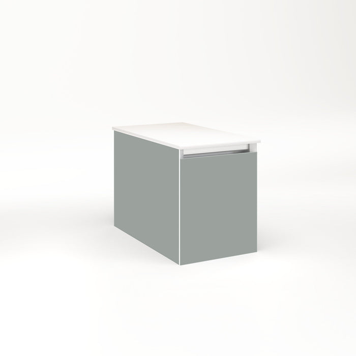 Cartesian 12-1/8" x 15" x 21-3/4" single drawer vanity in matte gray with slow-close full drawer and night light in 5000K temperature (cool light)