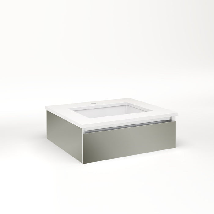 Cartesian 24-1/8" x 7-1/2" x 21-3/4" slim drawer vanity in mirror with slow-close full drawer and night light in 5000K temperature (cool light)