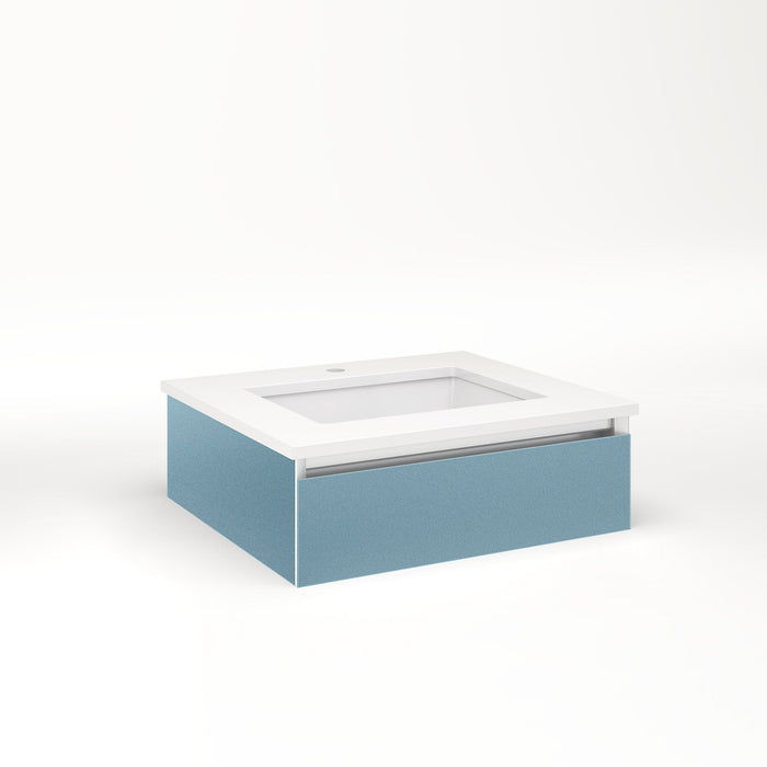 Cartesian 24-1/8" x 7-1/2" x 21-3/4" slim drawer vanity in ocean with slow-close full drawer and no night light