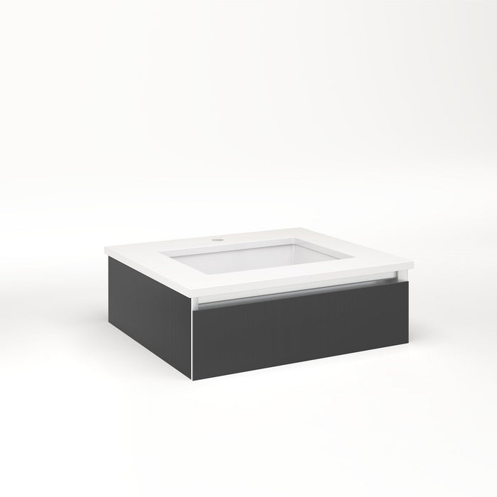 Cartesian 24-1/8" x 7-1/2" x 21-3/4" slim drawer vanity in smoke screen with slow-close tip out drawer and no night light