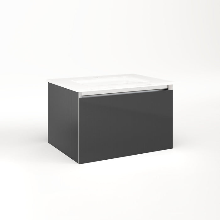 Cartesian 24-1/8" x 15" x 18-3/4" single drawer vanity in smoke screen with slow-close full drawer and night light in 5000K temperature (cool light)