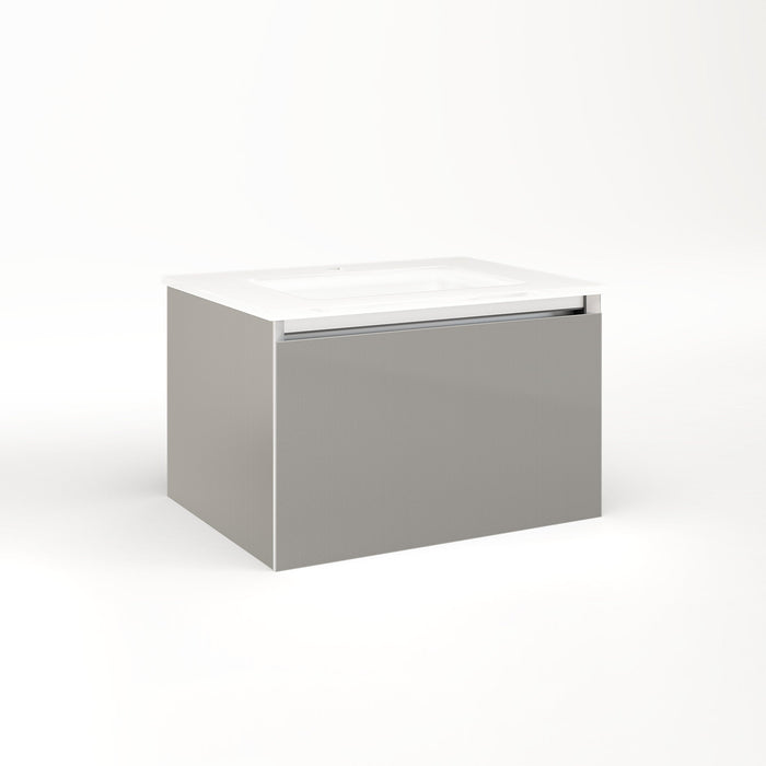 Cartesian 24-1/8" x 15" x 18-3/4" slim drawer vanity in silver screen with slow-close full drawer and selectable night light in 2700K/4000K temperature (warm/cool light)