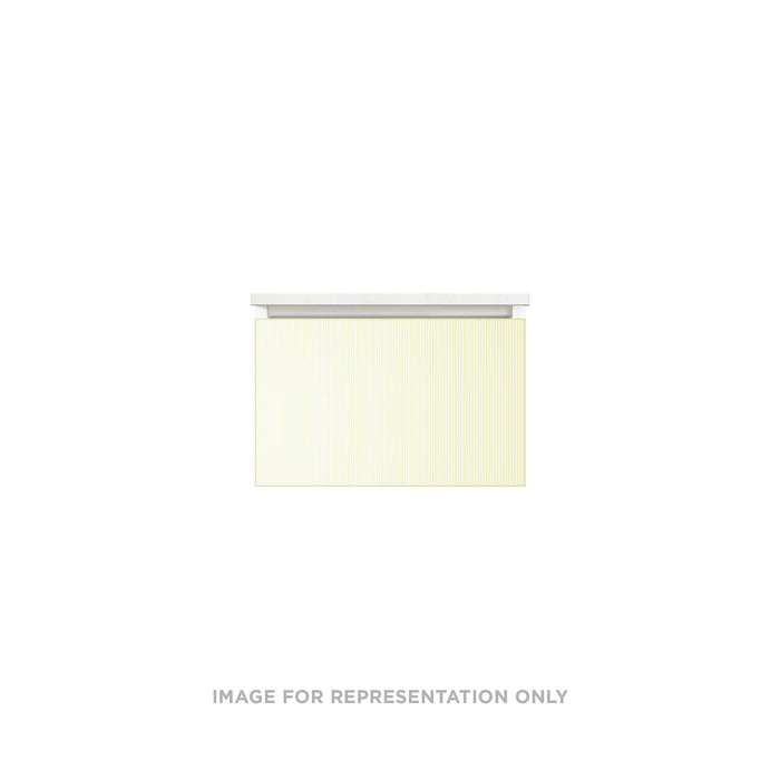 Cartesian 24-1/8" x 15" x 18-3/4" slim drawer vanity in reeded white with slow-close plumbing drawer and selectable night light in 2700K/4000K temperature (warm/cool light)