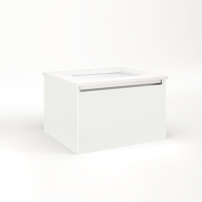 Cartesian 24-1/8" x 15" x 21-3/4" single drawer vanity in beach with slow-close full drawer and night light in 5000K temperature (cool light)