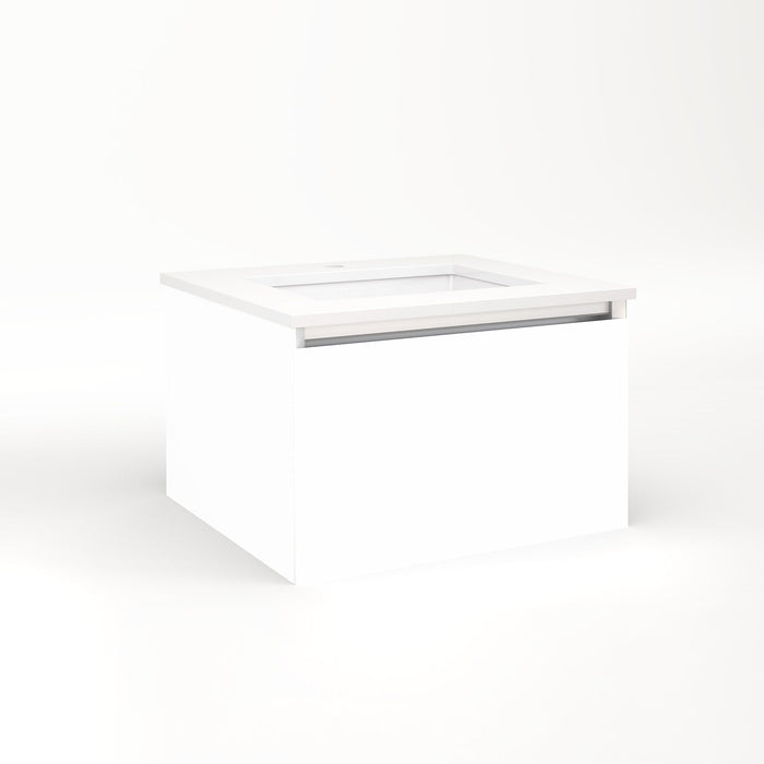Cartesian 24-1/8" x 15" x 21-3/4" single drawer vanity in white with slow-close plumbing drawer and night light in 5000K temperature (cool light)