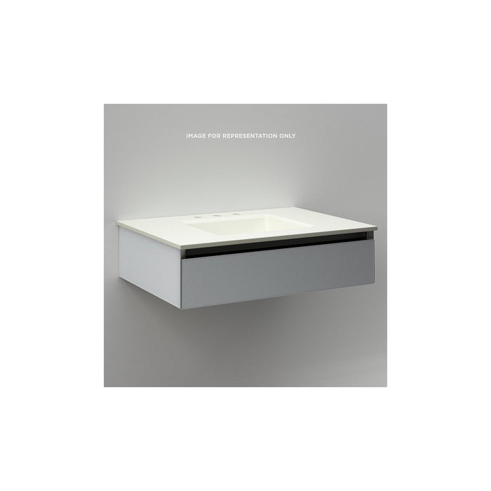 Cartesian 30-1/8" x 7-1/2" x 21-3/4" slim drawer vanity in tinted gray mirror with slow-close full drawer and night light in 5000K temperature (cool light)
