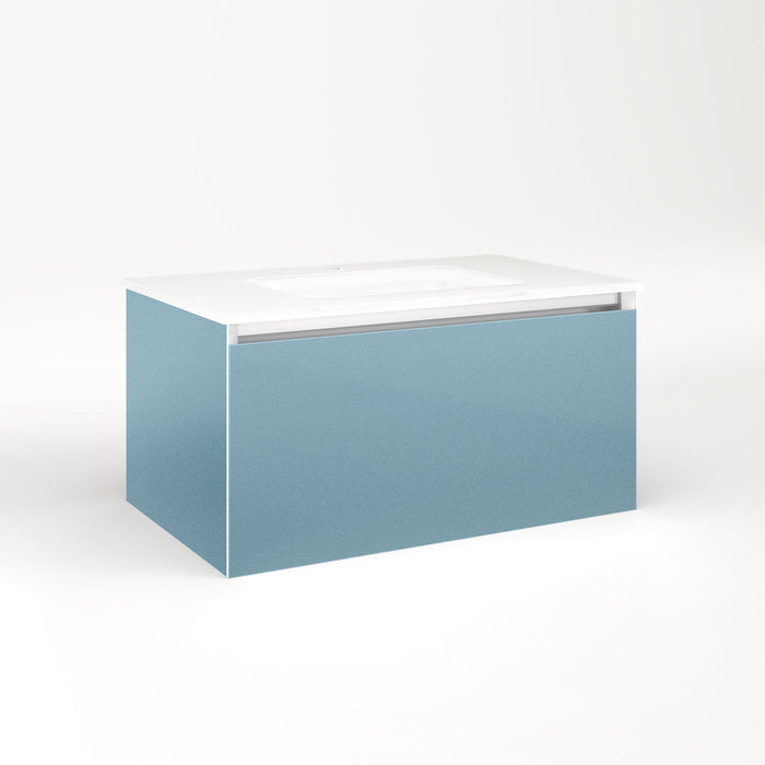 Cartesian 30-1/8" x 15" x 18-3/4" single drawer vanity in ocean with slow-close full drawer and no night light