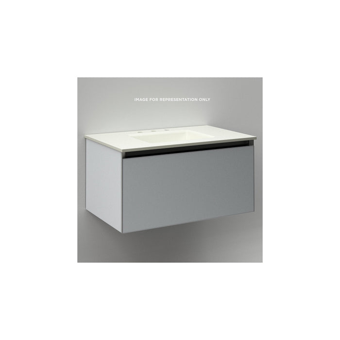 Cartesian 30-1/8" x 15" x 18-3/4" single drawer vanity in matte gray with slow-close plumbing drawer and night light in 5000K temperature (cool light)