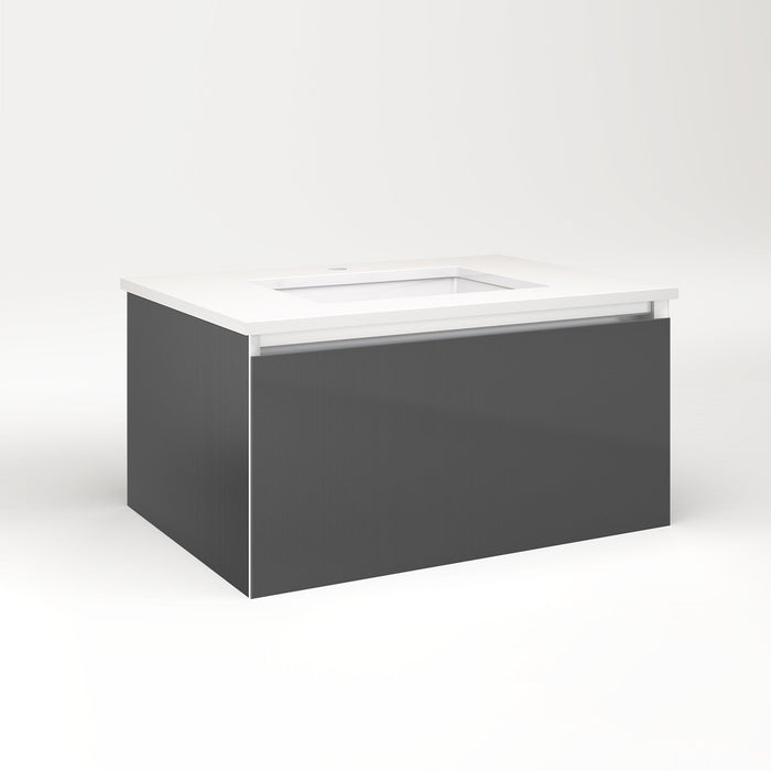 Cartesian 30-1/8" x 15" x 21-3/4" single drawer vanity in smoke screen with slow-close full drawer and night light in 5000K temperature (cool light)
