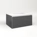 Cartesian 30-1/8" x 15" x 21-3/4" slim drawer vanity in smoke screen with slow-close full drawer and selectable night light in 2700K/4000K temperature (warm/cool light)