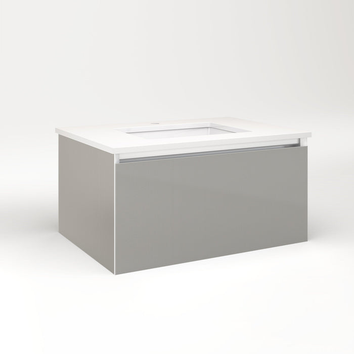 Cartesian 30-1/8" x 15" x 21-3/4" single drawer vanity in silver screen with slow-close full drawer and night light in 5000K temperature (cool light)