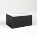 Cartesian 30-1/8" x 15" x 21-3/4" slim drawer vanity in matte black with slow-close full drawer and selectable night light in 2700K/4000K temperature (warm/cool light)