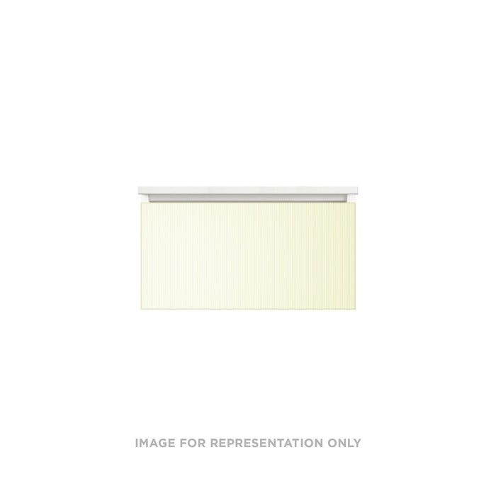 Cartesian 30-1/8" x 15" x 21-3/4" slim drawer vanity in reeded white with slow-close full drawer and selectable night light in 2700K/4000K temperature (warm/cool light)