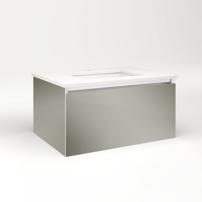 Cartesian 30-1/8" x 15" x 21-3/4" slim drawer vanity in mirror with slow-close plumbing drawer and selectable night light in 2700K/4000K temperature (warm/cool light)