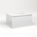 Cartesian 30-1/8" x 15" x 21-3/4" single drawer vanity in satin white with slow-close plumbing drawer and night light in 5000K temperature (cool light)