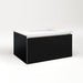 Cartesian 30-1/8" x 15" x 21-3/4" slim drawer vanity in black with slow-close plumbing drawer and selectable night light in 2700K/4000K temperature (warm/cool light)