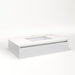 Cartesian 36-1/8" x 7-1/2" x 21-3/4" slim drawer vanity in satin white with slow-close plumbing drawer and no night light