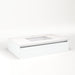 Cartesian 36-1/8" x 7-1/2" x 21-3/4" slim drawer vanity in matte white with slow-close plumbing drawer and night light in 5000K temperature (cool light)