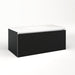 Cartesian 36-1/8" x 15" x 18-3/4" slim drawer vanity in matte black with slow-close full drawer and selectable night light in 2700K/4000K temperature (warm/cool light)