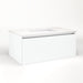 Cartesian 36-1/8" x 15" x 21-3/4" single drawer vanity in matte white with slow-close full drawer and night light in 5000K temperature (cool light)