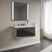 Curated Cartesian 36" x 15" x 21" single drawer vanity in tinted gray mirror glass with slow-close plumbing drawer and Engineered Stone 37" vanity top in Silestone lyra