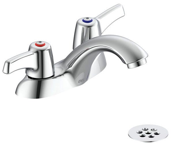 Commercial 21C 21C453 Two Handle Centerset Bathroom Faucet with Grid Strainer