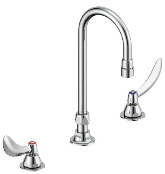 Commercial 23C6 23C624 Two Handle Widespread Lavatory Faucet with Gooseneck Spout - Less Pop-Up