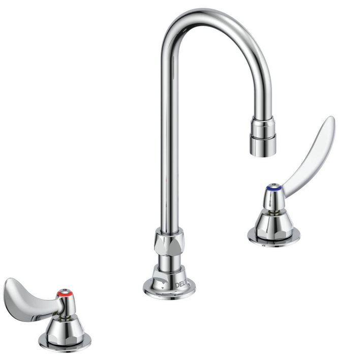Commercial 23C6 23C634 Two Handle Widespread Lavatory Faucet with Gooseneck Spout - Less Pop-Up