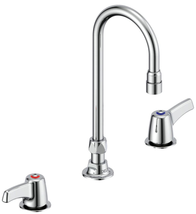 Commercial 23C6 23C643 Two Handle Widespread Bathroom Faucet with Gooseneck Spout - Less Pop-Up