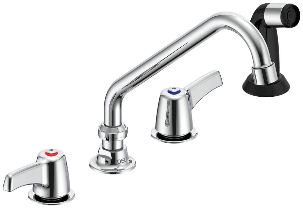 Commercial 27C1 / 27C2 27C1233 Two Handle 8 In Below Deck-Mount Faucet with Hose and Spray