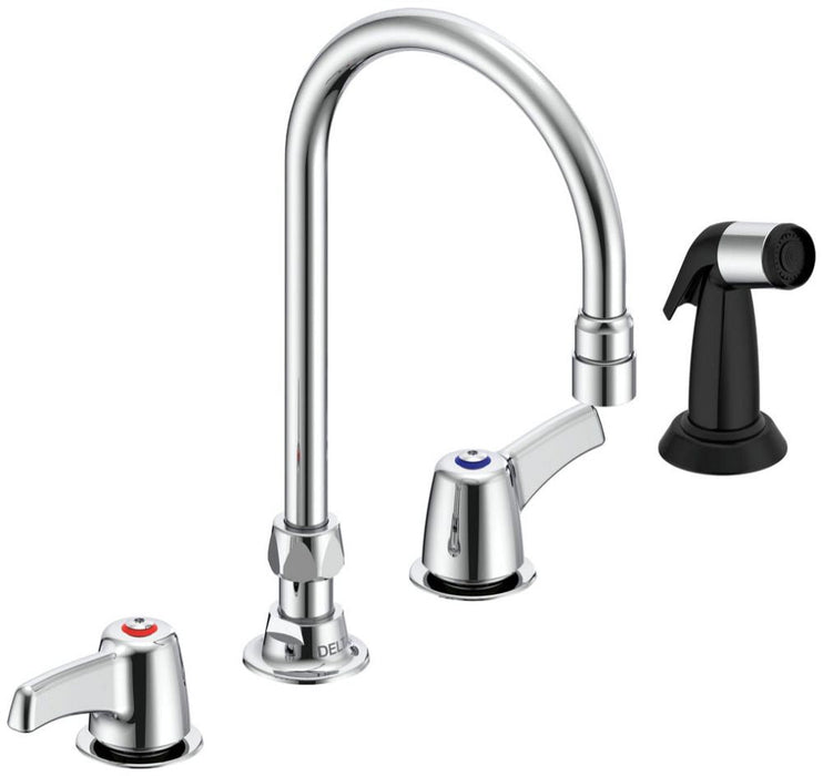 Commercial 27C1 / 27C2 27C1933 Two Handle 8 In Below Deck-Mount Faucet with Hose and Spray