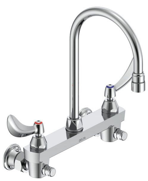 Commercial 28C3 / 28C4 / 28C6 28C6944 Two Handle 8 In Wallmount Service Sink Faucet