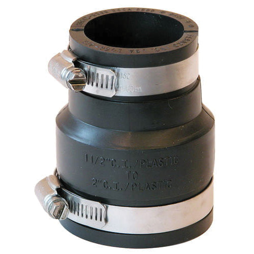 Fernco 1056-215 2" (Cast Iron / PVC) x 1-1/2" (Cast Iron / PVC) Flexible Coupling