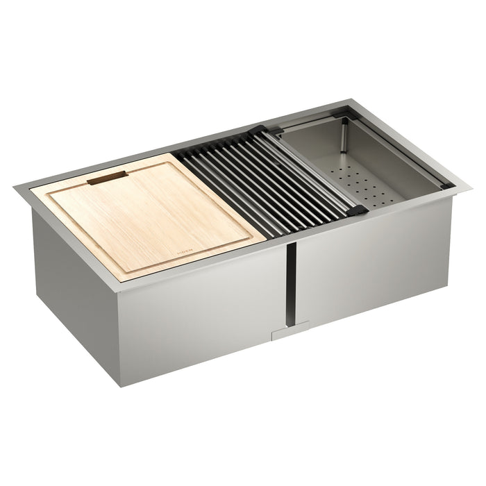 Moen Luxe Chef GS182040 33"X19"X10" Stainless Steel 18 Gauge Double Bowl Sink