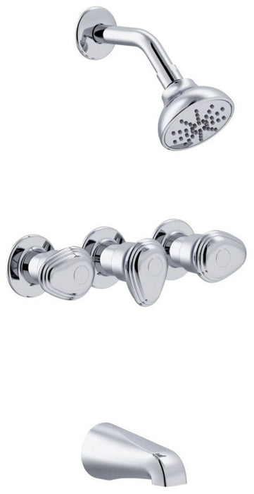 Gerber G0058520 Hardwater Three Handle Sliding Sleeve Escutcheon Tub & Shower Fitting with IPS/Sweat Connections &...