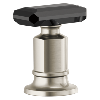 Brizo Invari: Roman Tub Faucet Black Crystal Knob Handle Kit