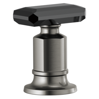 Brizo Invari: Roman Tub Faucet Black Crystal Knob Handle Kit