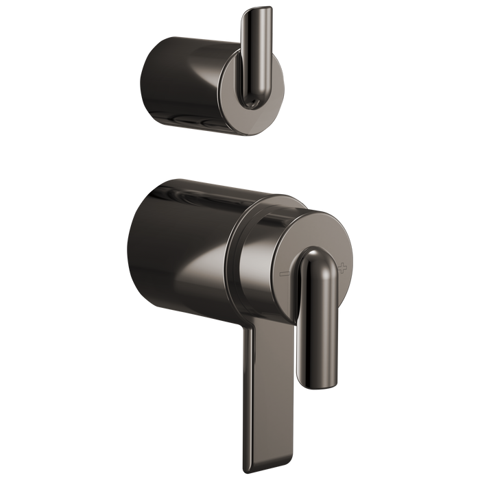 Brizo Roccesco HL75111 TempAssure Thermostatic Valve With Integrated Diverter Bent Lever Handle Kit - Brilliance Black Onyx