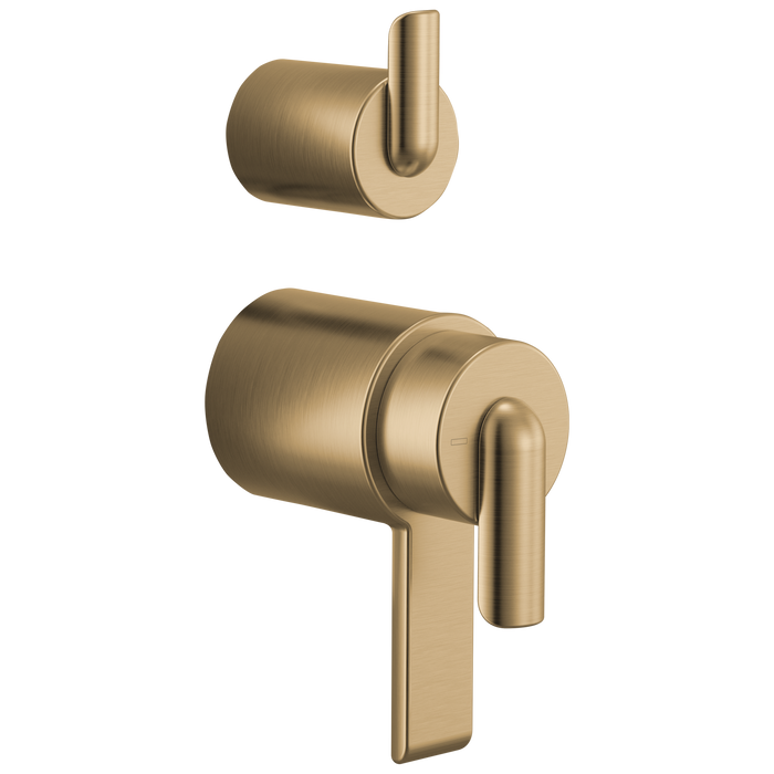 Brizo Roccesco HL75111 TempAssure Thermostatic Valve With Integrated Diverter Bent Lever Handle Kit - Luxe Gold