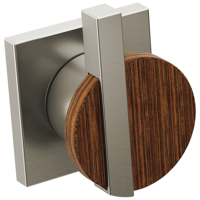 Brizo Frank Lloyd Wright HW70422 Two-Handle Wall Mount Tub Filler Lunar Handle Kit - Luxe Nickel / Teak Wood