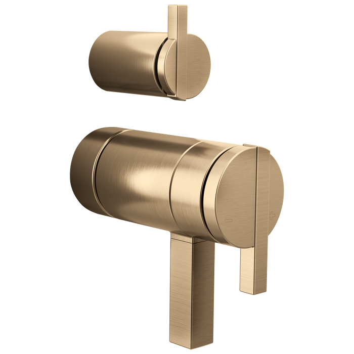 Brizo Frank Lloyd Wright HW7522 TempAssure Thermostatic Valve with Integrated Diverter Trim Lunar Handle Kit - Luxe Gold