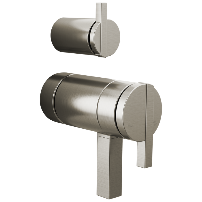 Brizo Frank Lloyd Wright HW7522 TempAssure Thermostatic Valve with Integrated Diverter Trim Lunar Handle Kit - Luxe Nickel