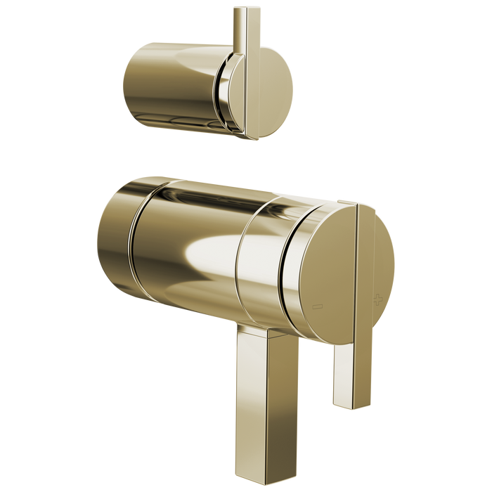 Brizo Frank Lloyd Wright HW7522 TempAssure Thermostatic Valve with Integrated Diverter Trim Lunar Handle Kit - Polished Nickel