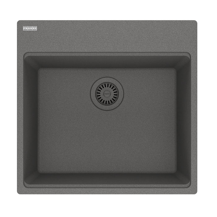 Franke Maris Dual Mount Single Bowl 20 x 15.56 in Granite Kitchen Sink - Stone Grey