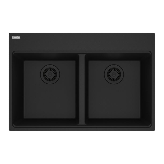 Franke Maris MAG6201414 Dual Mount Double Bowl 31 x 20.88 in Granite Kitchen Sink - Matte Black