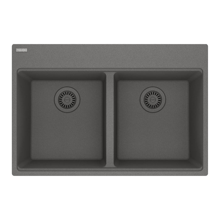 Franke Maris MAG6201414 Dual Mount Double Bowl 31 x 20.88 in Granite Kitchen Sink - Stone Grey