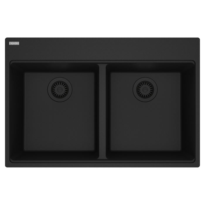 Franke Maris MAG6201515 Dual Mount Double Bowl 33 x 22 in Granite Kitchen Sink - Matte Black