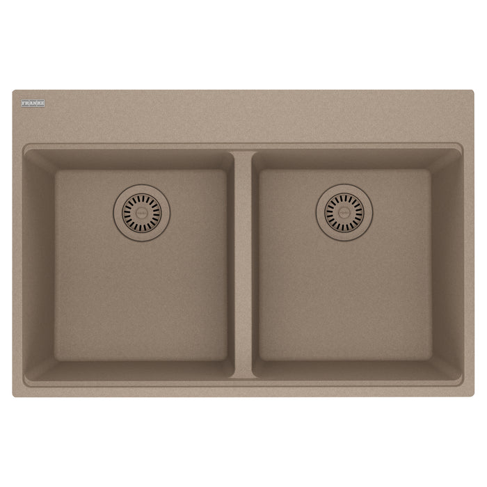 Franke Maris MAG6201515 Dual Mount Double Bowl 33 x 22 in Granite Kitchen Sink - Oyster